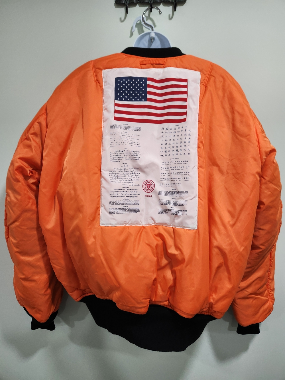 Reversible Orange & Black Men's Alpha Industries Ma-1 Blood Chit Flight Jacket